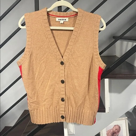 Boden Zia Knitted Waistcoat Vest Sleeveless Medium Cashmere Wool Preppy Eclectic - Picture 2 of 7